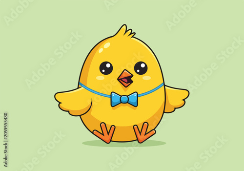 Fotografía A yellow chick with a blue bowtie