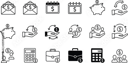Schilderij op canvas Financial icons for business and money management