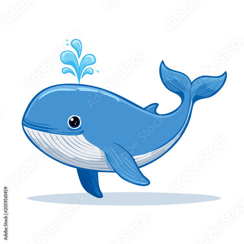 Blue whale vector illustration side view