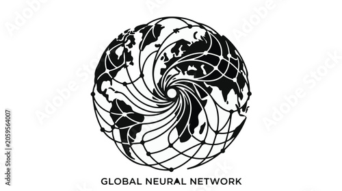 Abstract global network design connecting continents with interconnected lines, representing technology and communication.
