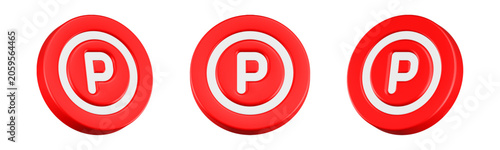 parking sign icon 3d render 