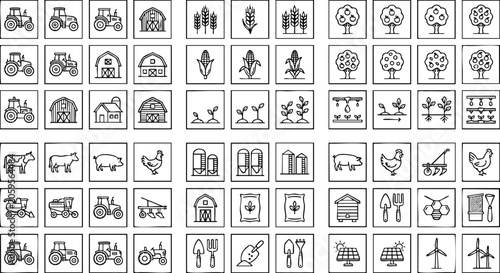 Cuadro en lienzo Comprehensive education business and office supplies line art icon set for plann
