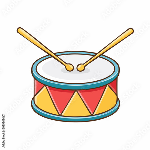 Cartoon Drum with Drumsticks