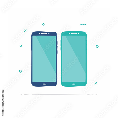 Two Smartphones in Flat Design Style
