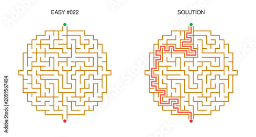 Quadro su tela Circular maze puzzle  with solutions.