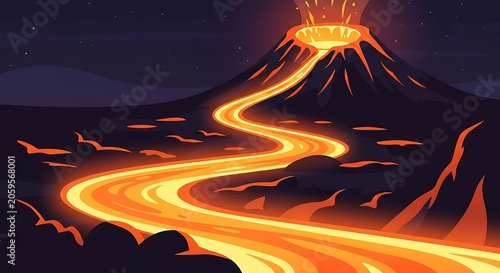 Fiery lightning storm over dark landscape.