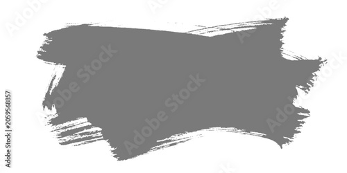A minimalist black ink brush stroke sweeping in a smooth arc, with textured edges and fading bristle marks on a clean white texture background vector.