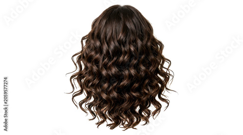 Cuadro en lienzo Beautiful long dark brown curly hair style for women isolated on a plain view is
