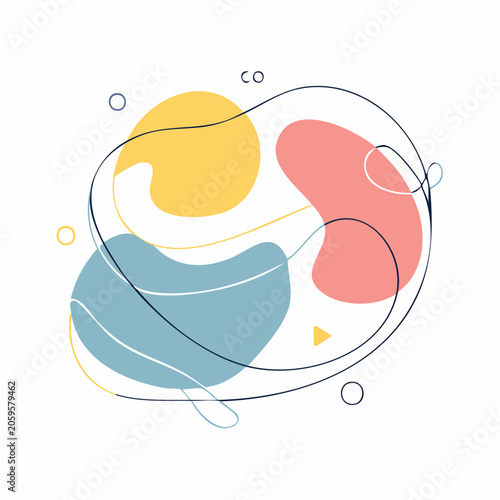 Abstract Organic Shapes with Thin Lines