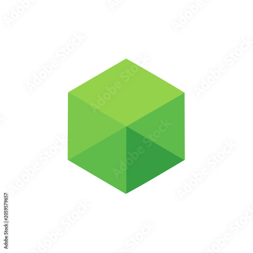 Green Isometric Cube Icon