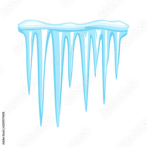 Illustration of blue icicles hanging from a ledge