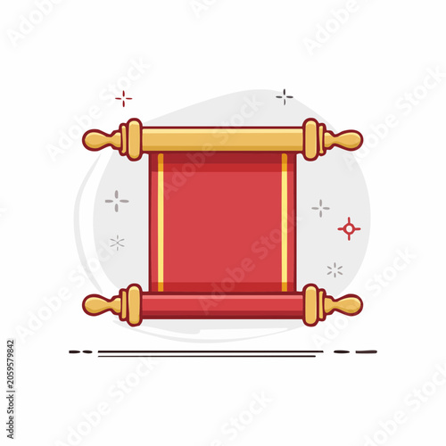Red Scroll with Golden Rods