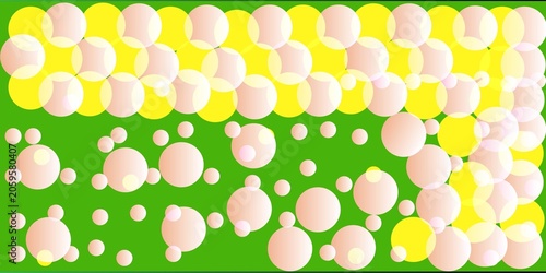 Colorful bubbles on green background isolated on white background, Vector