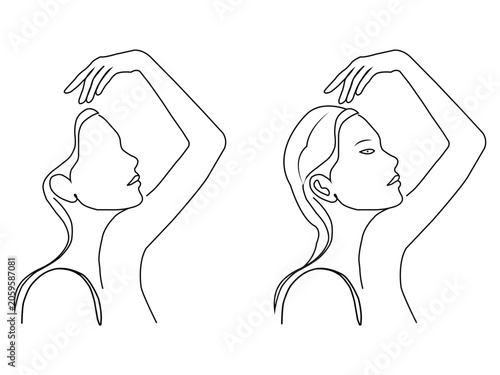Elegant feminine continuous line art portrait