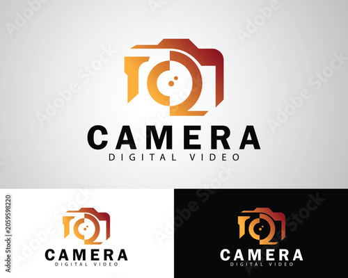 camera logo creative design concept media video play