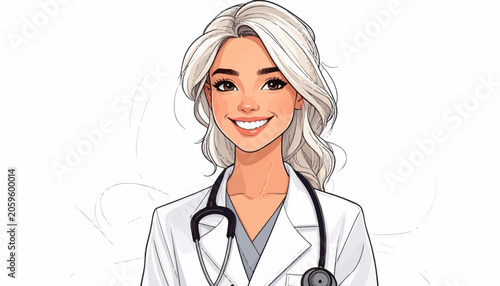 Smiling female doctor with stethoscope.