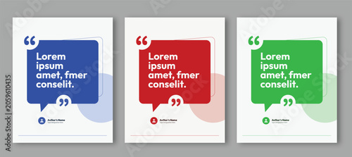 Client Testimonial Quote Social Media Post Template Collection with Customer Feedback Showcase, Review Speech Bubble Design Vector