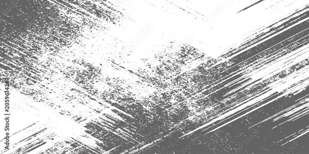Fototapeta premium Light gray and black grunge texture, diagonal scratch lines, distressed concrete surface, dust speckles, minimalist monochrome abstract background. 