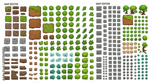 Top down game map editor tileset for 2d adventure world building