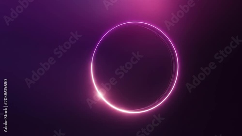 Glowing neon circle on dark background for abstract visuals
