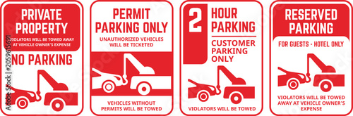 Fotografie Private property parking restriction labels