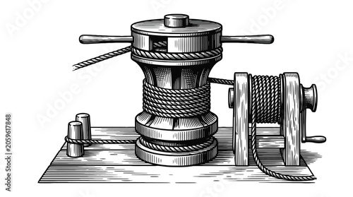 Vintage Manual Coffee Grinder Vector Illustration for Cafe Kitchen Use.