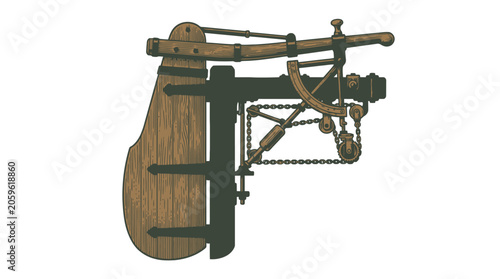 Vintage wooden hunting rifle vector illustration isolated on transparent background.