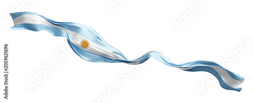 Canvas-taulu Argentina flag ribbon flowing isolated on transparent background 3D render