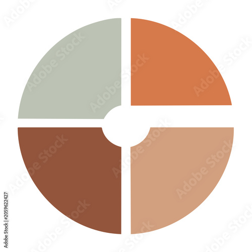Flat design color wheel icon with four segments