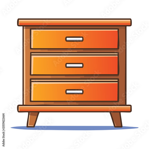 Flat design wooden dresser with three drawers