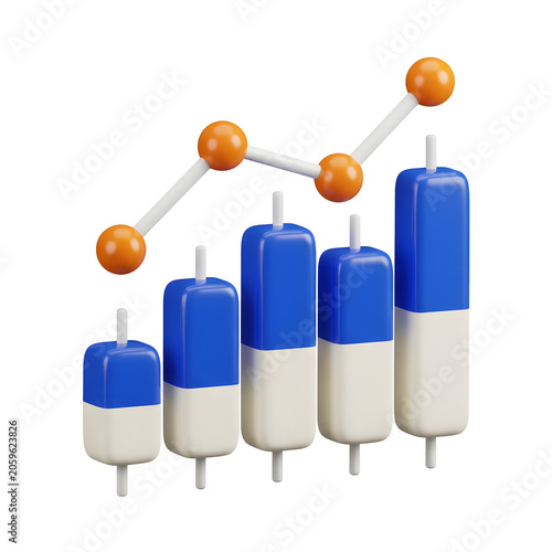 3D Graph Bars with Orange Spheres
