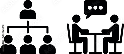Tableau sur toile Organizational hierarchy and team meeting vector illustration