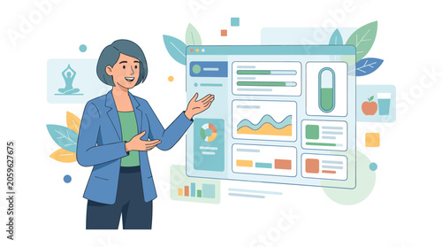 Business analyst presenting data analytics dashboard with business dashboard presentation analytics