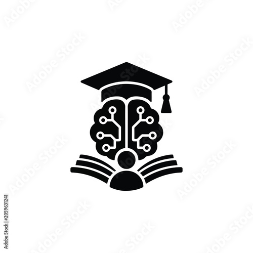 AI Education Tutor Black Vector Icon