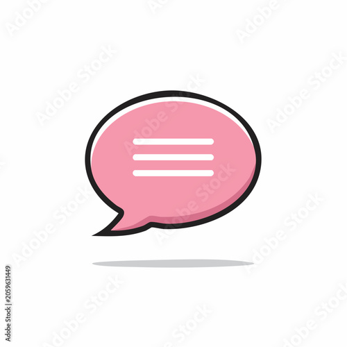 Pink Speech Bubble Icon with Three Horizontal Lines