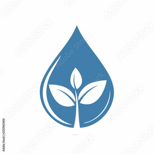 Water Drop with Sprout Logo