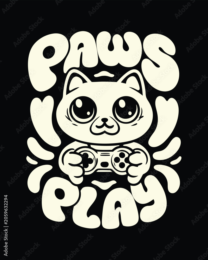 Obraz premium Retro Gaming Cat Design Cute and Playful