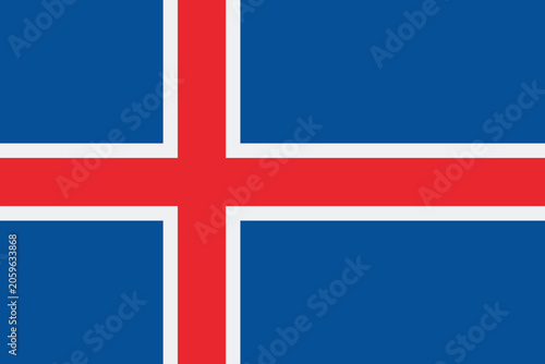 Foto Icelandic flag with a dark blue background and white and red cross design
