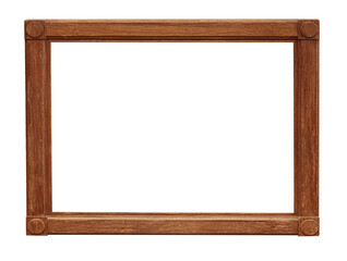 Wooden minimalist frame with vintage rustic border on transparent background
