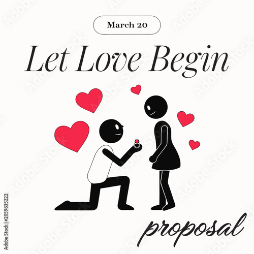 Romantic proposal vector, love concept icons, valentine's day graphics, relationship symbols