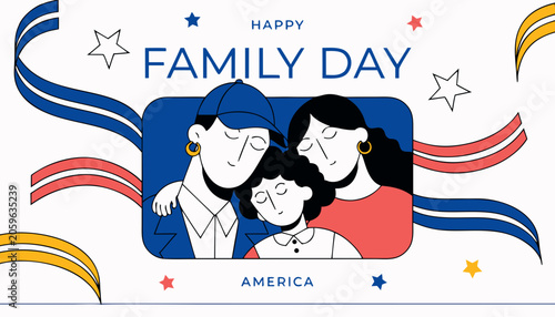 Family Day, Patriotic, American Celebration, Vector Illustration