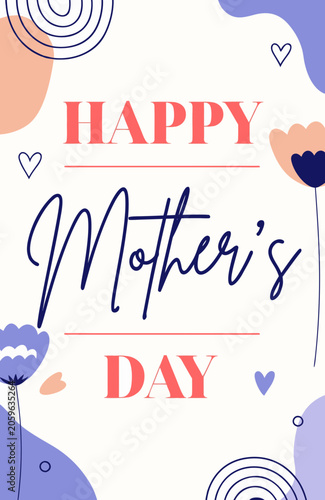 Mother's Day, Happy Mother's Day, Floral Greeting, Vector Illustration, Colorful Design