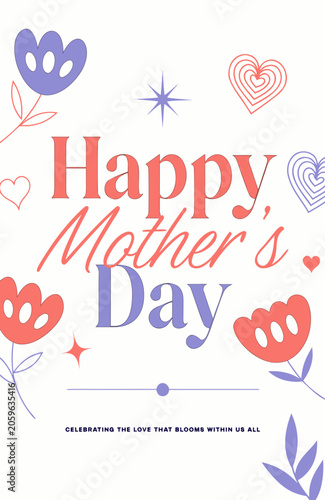 Mother's Day, Happy Mother's Day, Floral Greeting, Vector Illustration, Colorful Design