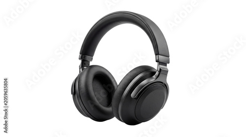 Schilderij op canvas Black over ear headphones on black background studio photography