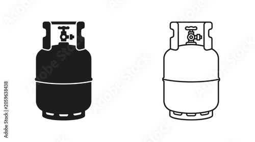 Canvas-taulu Propane Tank Silhouette Black And White Line Art Illustration