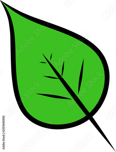 Green Leaf Vector Illustration, Simple Nature Leaf Icon Isolated on White Background