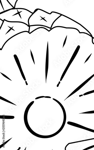 Pineapple Line Art Vector Illustration with Slices Isolated on transparent background
