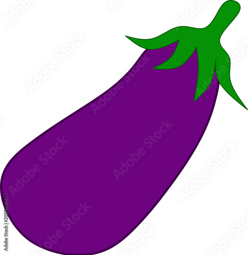 Purple Eggplant Vector Illustration, Fresh Aubergine Vegetable Icon Design
