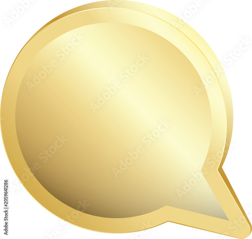 Golden shiny chat, text, messaging bubble vector illustration blank space for text