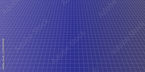 Fotografie Abstract blue perspective grid background with vanishing point